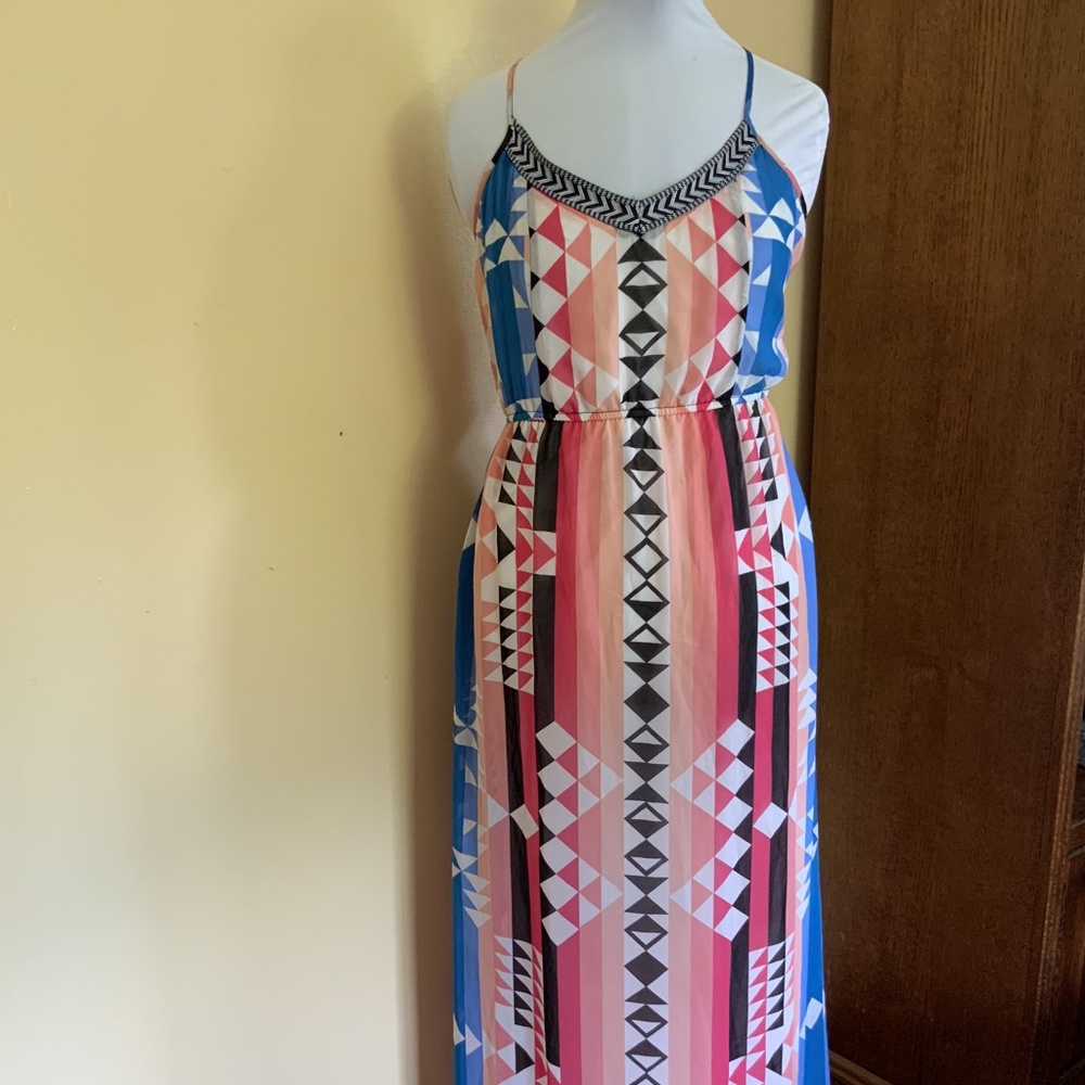 Bright Colorful Geometric Maxi Dress